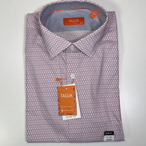 Tallia Men's Slim-Fit Geo-Link Dress Shirt - Orchid 18-18.5 36/37 $80